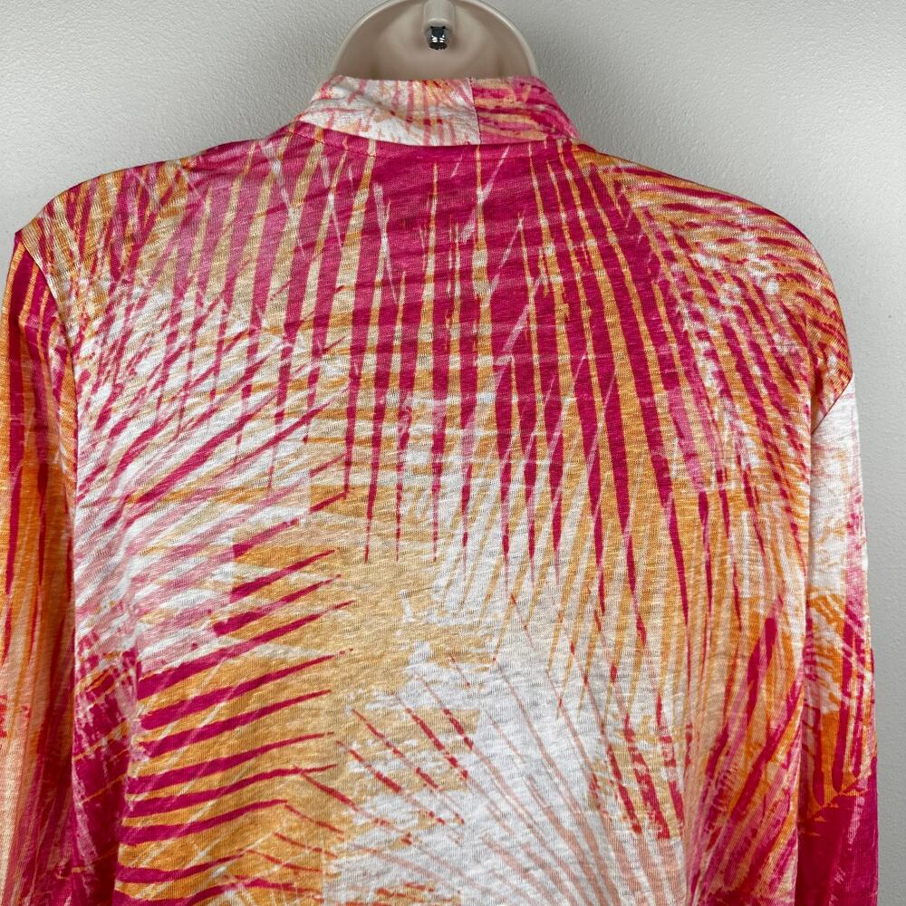 Chico's Open Cardigan Sweater Linen Tropical Pink Orange Chico's 2 US L Resort - Picture 6 of 11